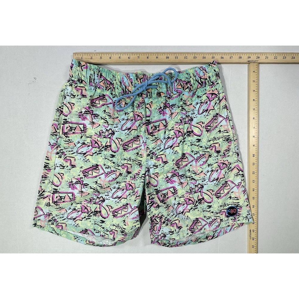 Extreme 80s Men's Large Swim Trunks Neon 90s Style Cotton Board Shorts
